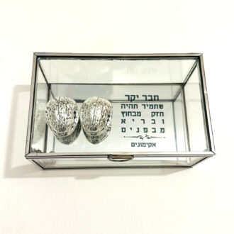 זוג אגוזים בקופסת זכוכית מתנה מדהימה